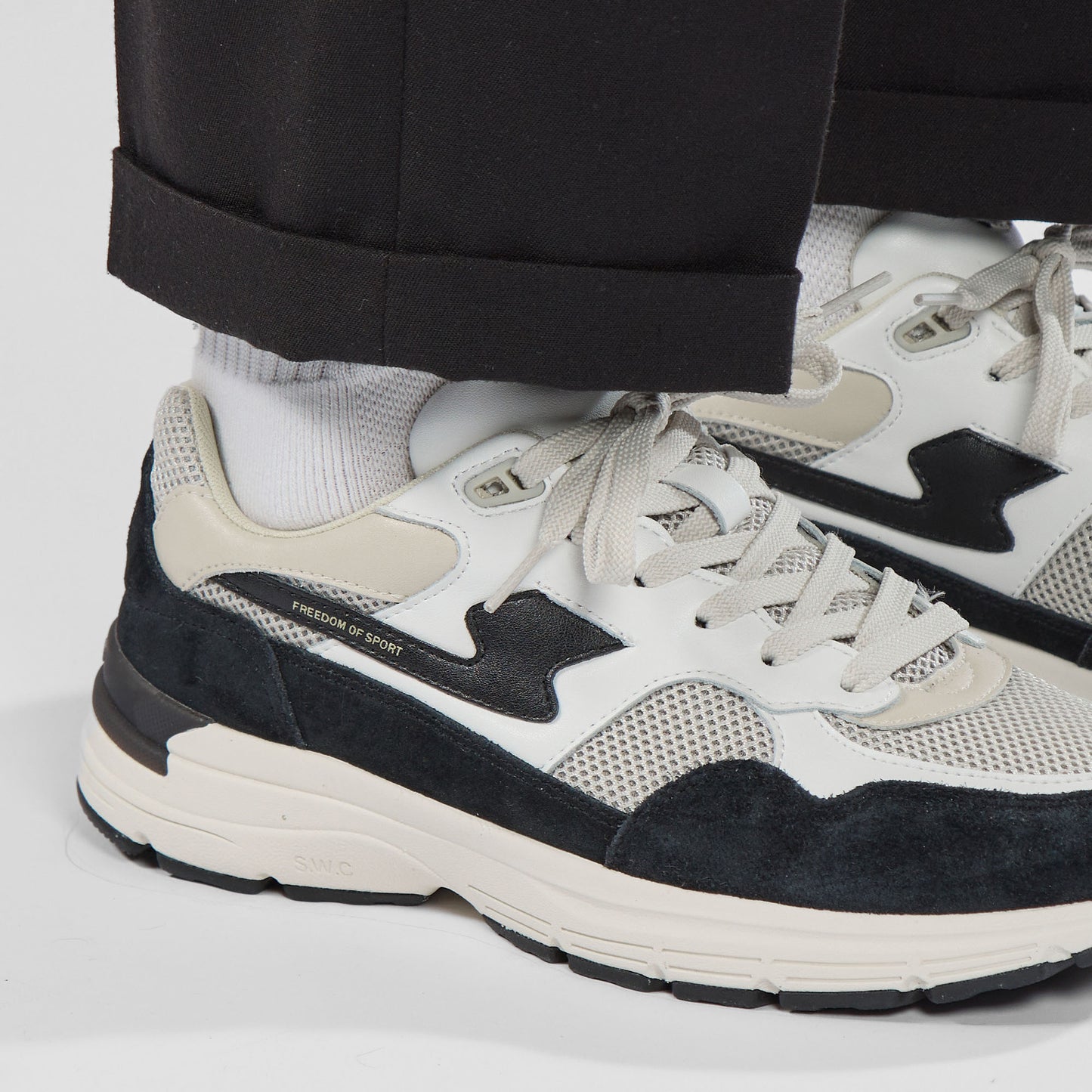 AMIEL S-STRIKE SUEDE MIX WHITE-BLACK