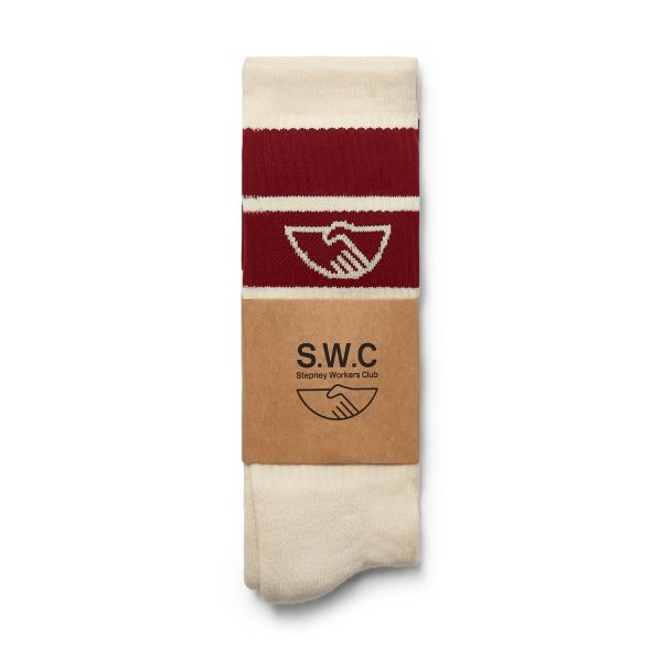 COLLEGE HANDSHAKE SOCK ECRU-RED