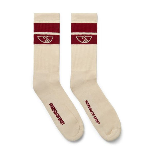 COLLEGE HANDSHAKE SOCK ECRU-RED