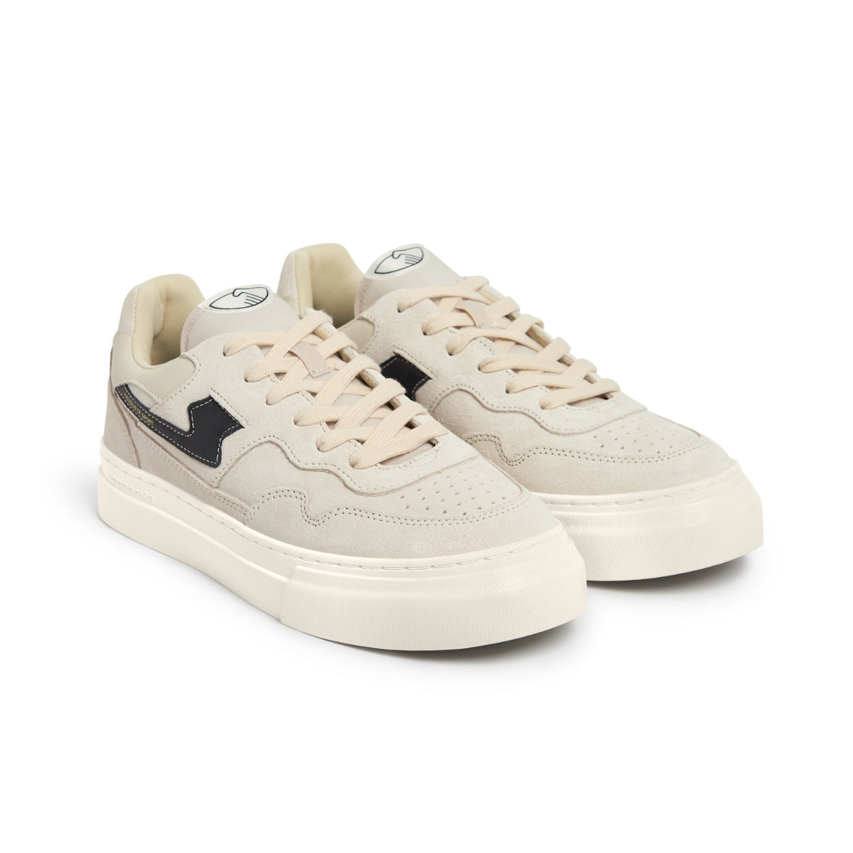 Pearl S-Strike Suede Ecru Black pair